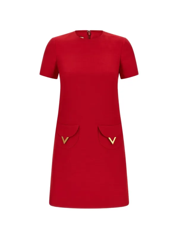 POCKET-DETAIL AND V LOGO MINI DRESS sold by Lord & Taylor