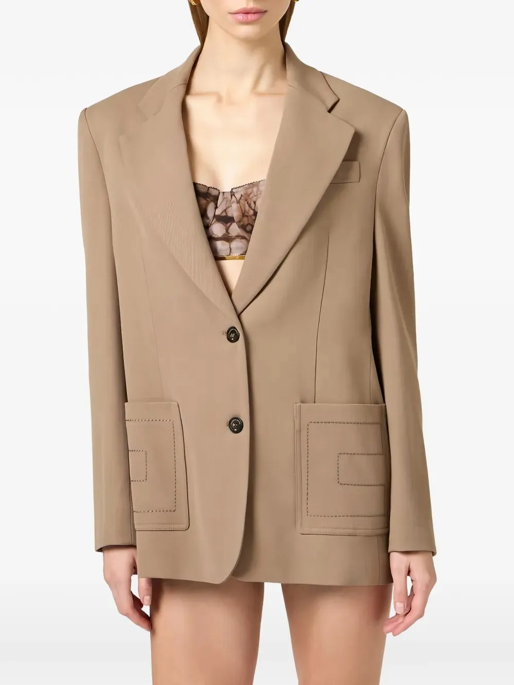 SINGLE-BREASTED GABARDINE BLAZER WITH EMBROIDERED POCKETS sold by Lord & Taylor product image thumbnail 2