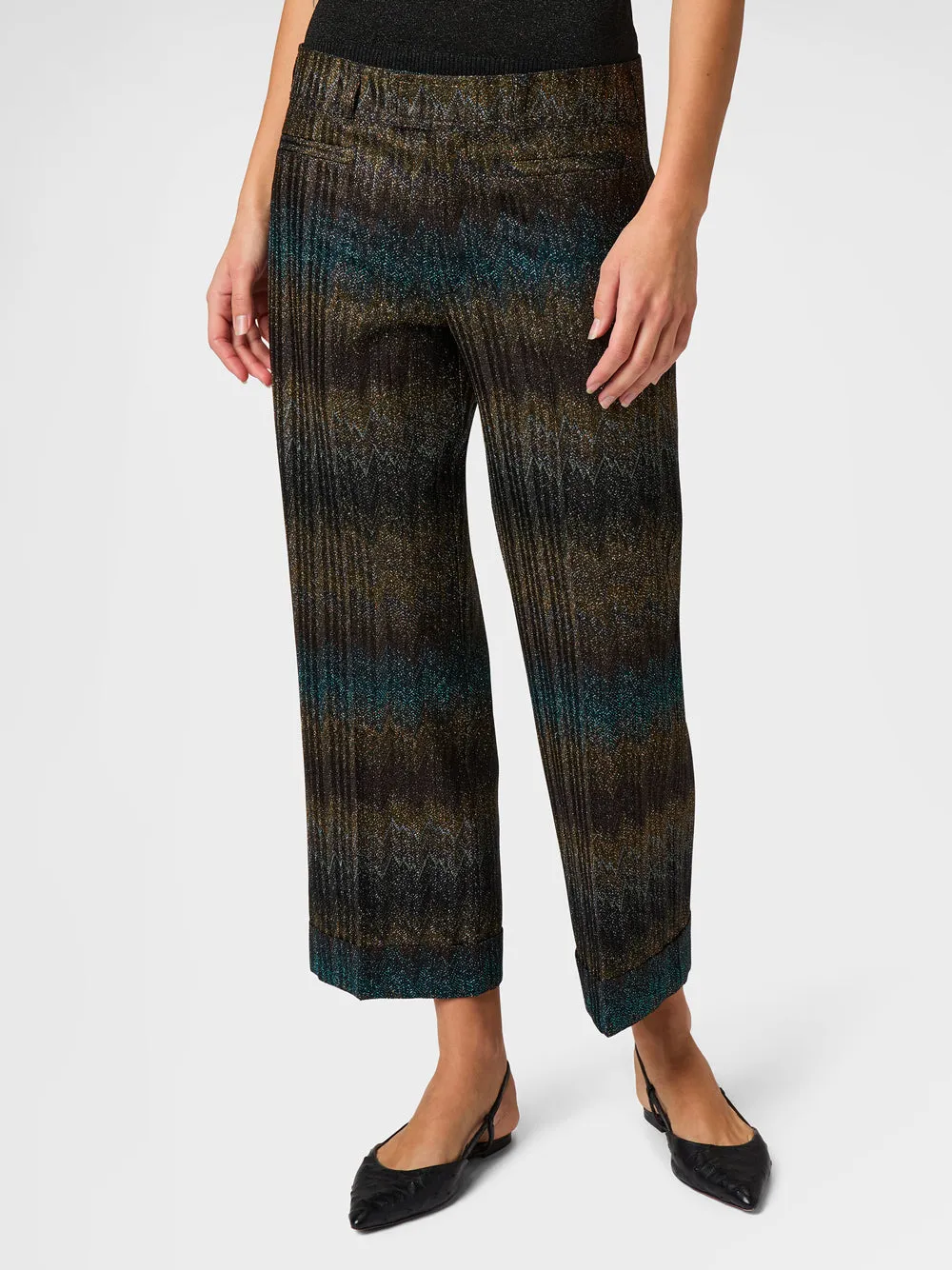 SNAKE-PATTERN VISCOSE LAMÉ FLARED TROUSERS sold by Lord & Taylor product image thumbnail 2