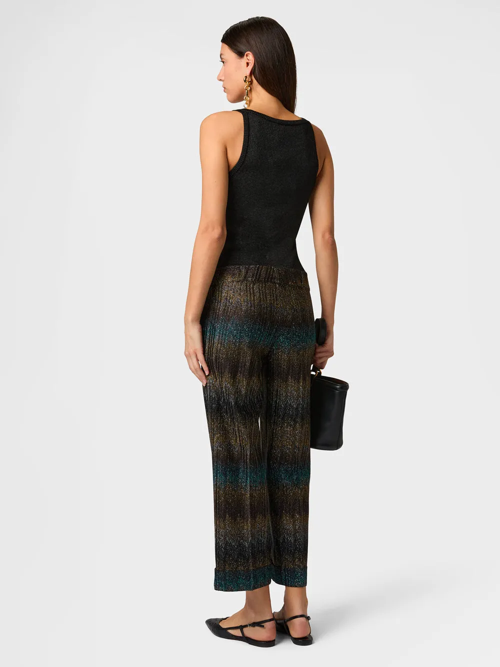 SNAKE-PATTERN VISCOSE LAMÉ FLARED TROUSERS sold by Lord & Taylor product image thumbnail 3