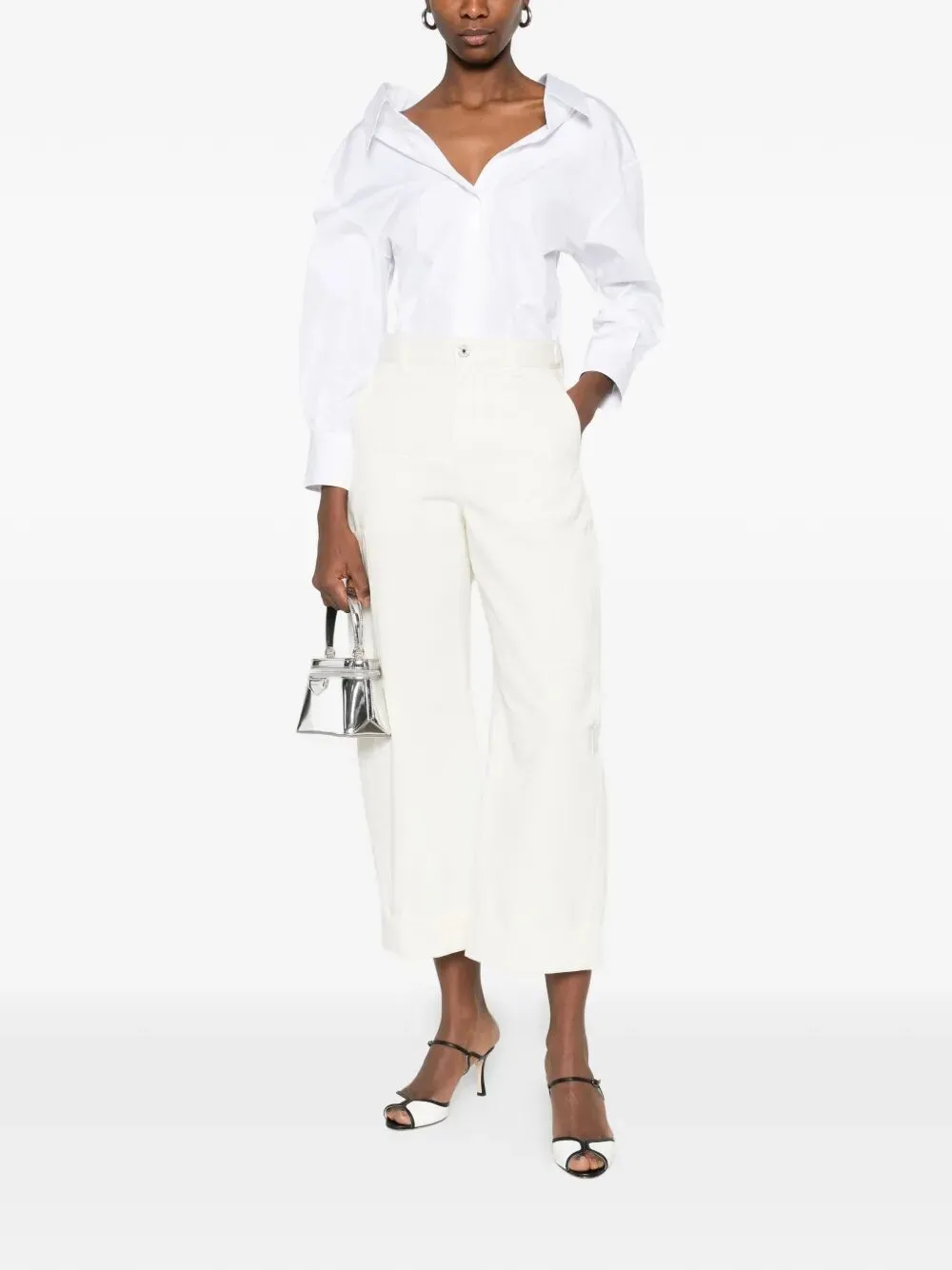 COCOON CROPPED CARGO PANTS IN COTTON AND WOOL sold by Lord & Taylor product image thumbnail 4