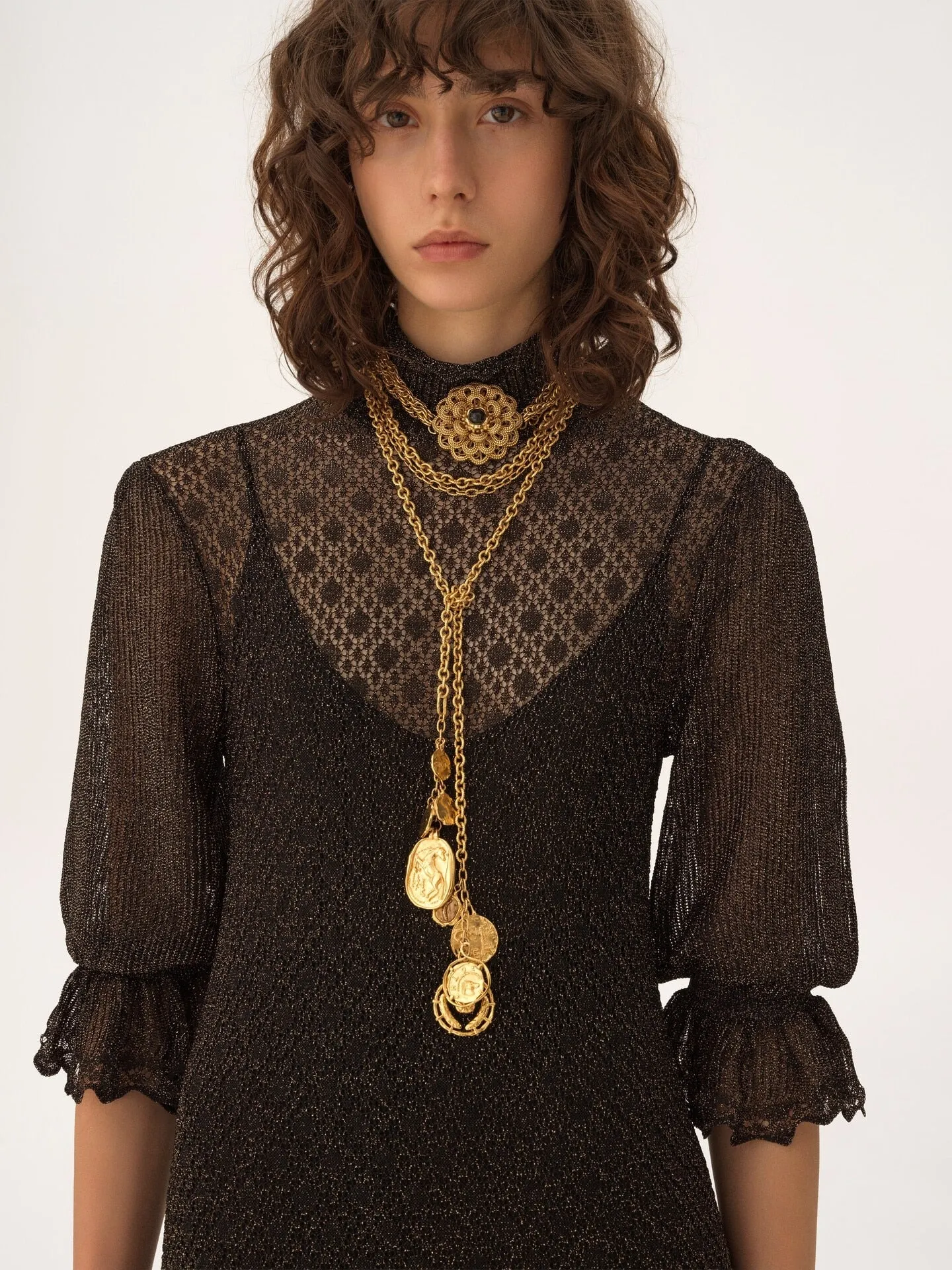 MINI DRESS WITH PUFFED SLEEVES AND RUFFLES IN LUREX KNIT sold by Lord & Taylor product image thumbnail 5