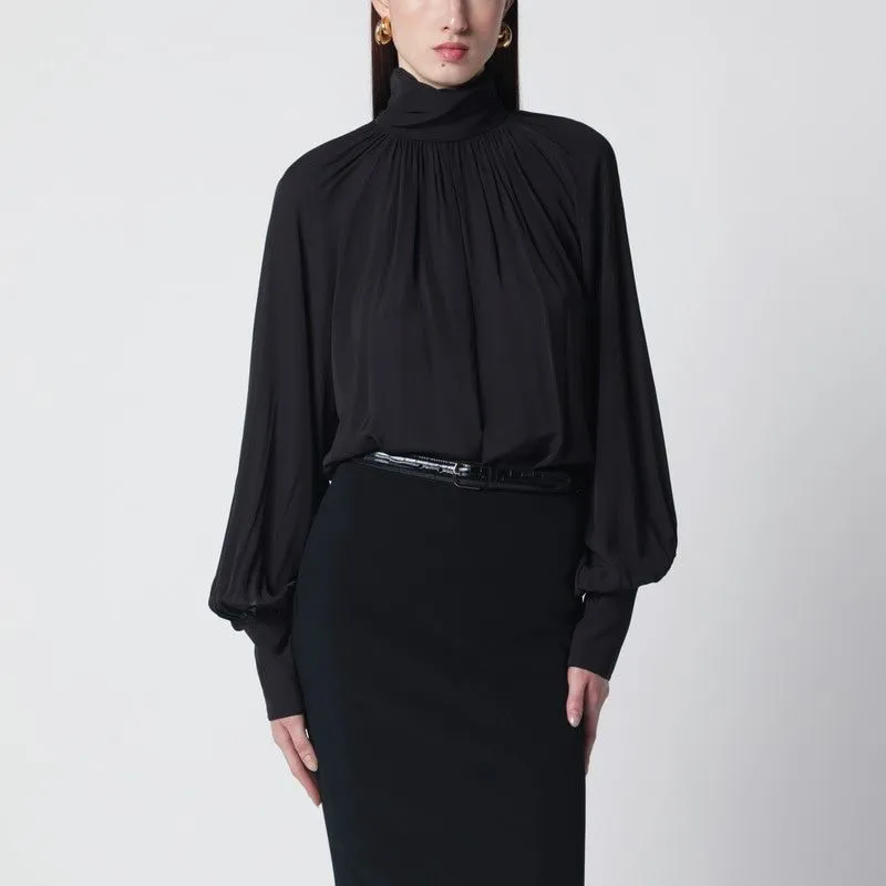 BLACK ANNE VISCOSE BLOUSE made by Anine Bing