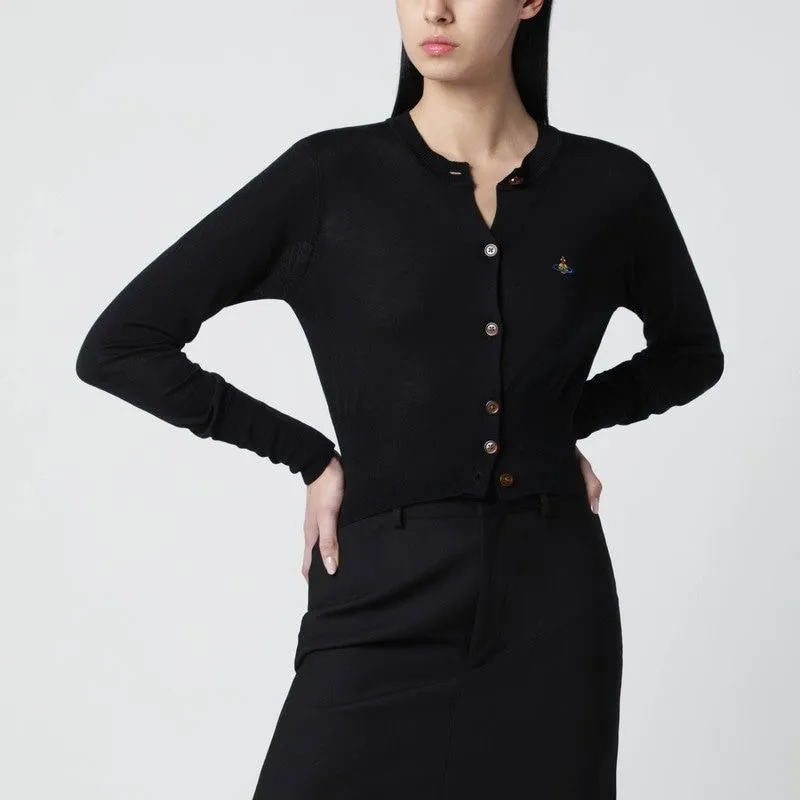 BLACK CROPPED WOOL AND SILK CARDIGAN sold by Lord & Taylor