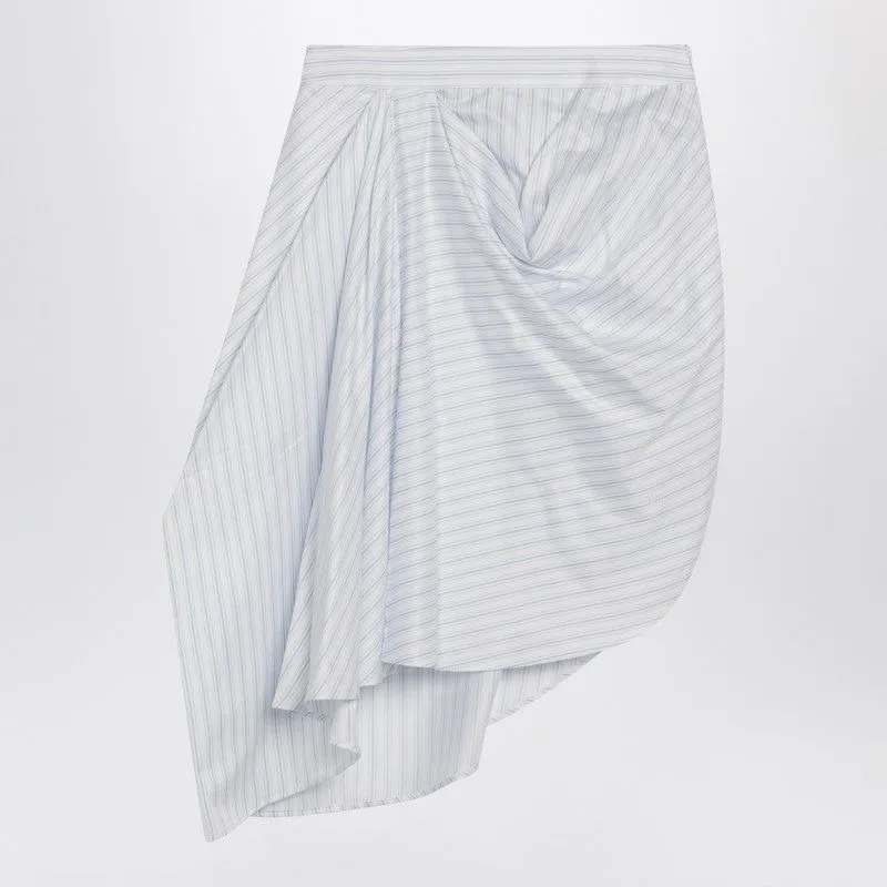 WHITE STRIPED DRAPED ASYMMETRIC SKIRT made by J.W. Anderson