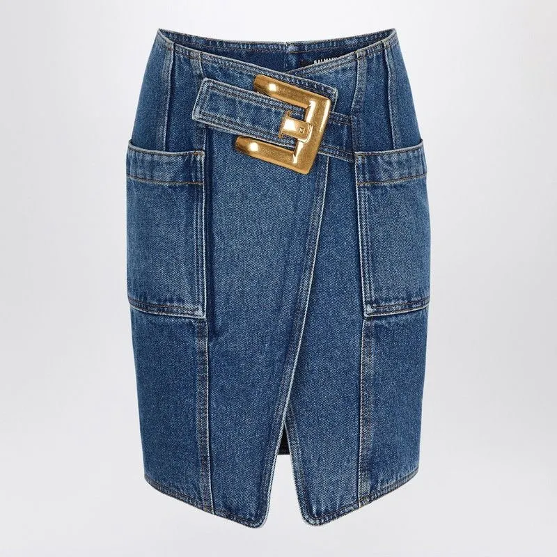 DENIM SKIRT WITH BELT made by Balmain