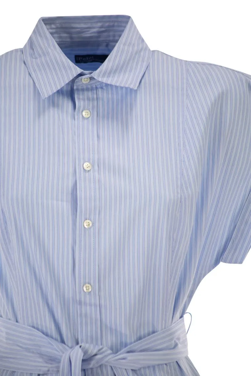 STRIPED COTTON SHIRT DRESS WITH BELT sold by Lord & Taylor product image thumbnail 4