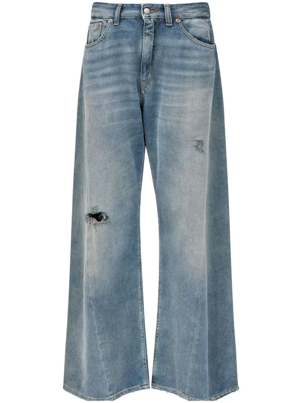 WIDELEG JEANS WITH WORN EFFECT sold by Lord & Taylor