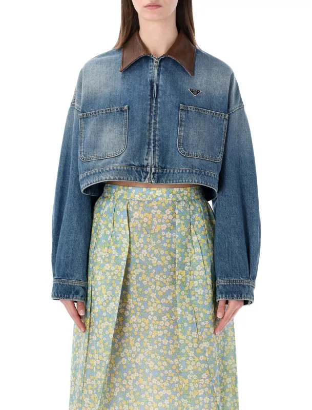 PRADA CROPPED DENIM JACKET sold by Lord & Taylor