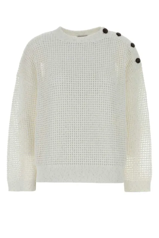 WHITE CROCHET SWEATER made by Brunello Cucinelli