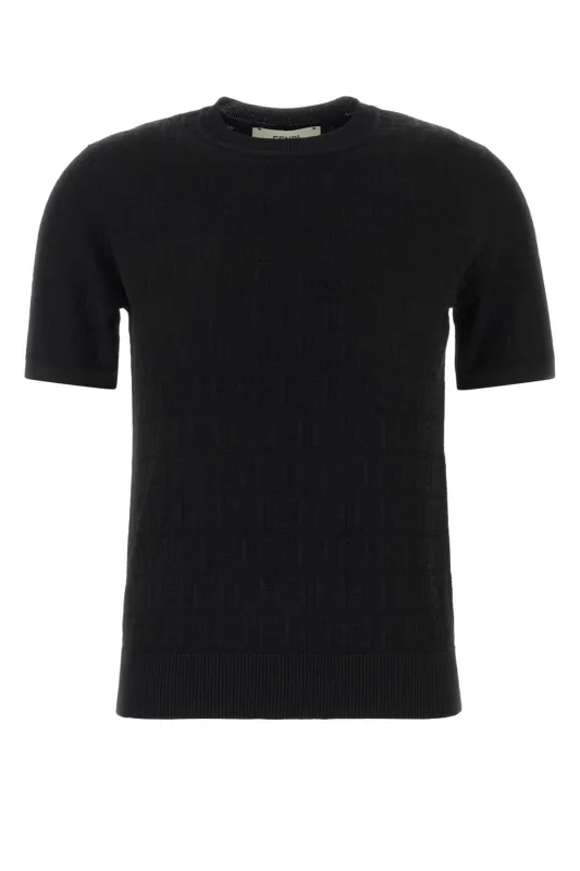 BLACK COTTON BLEND SWEATER made by Fendi