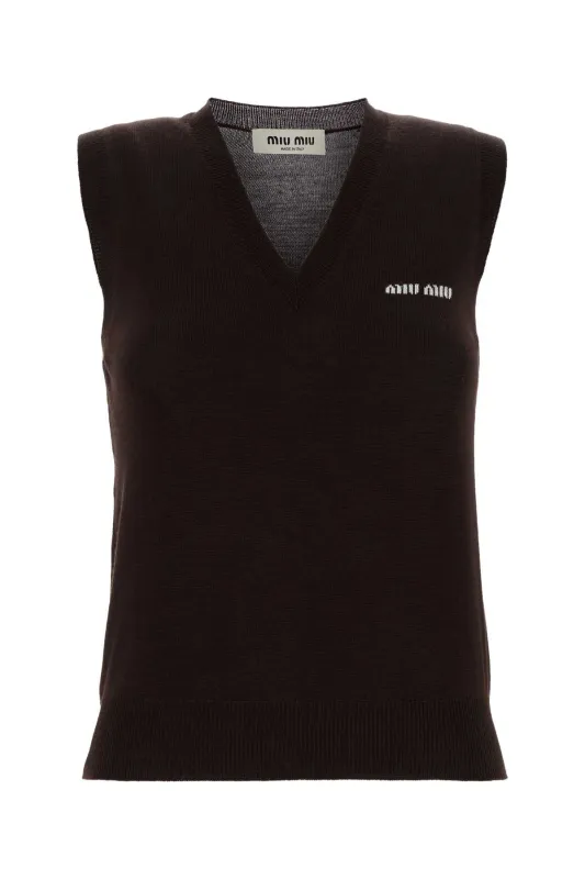 CHOCOLATE WOOL VEST made by Miu Miu