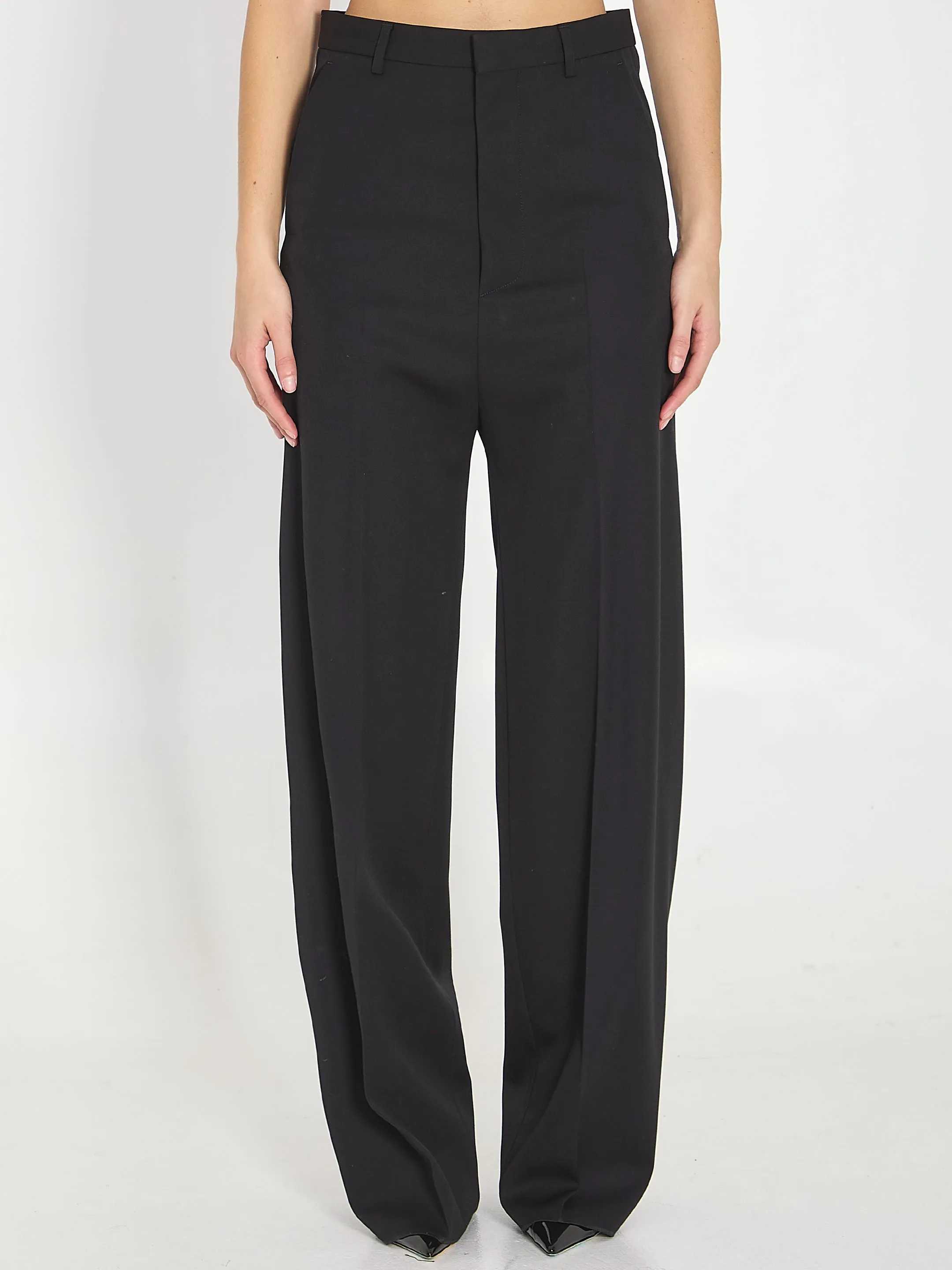 BLACK WOOL WIDE-LEG PANT sold by Lord & Taylor
