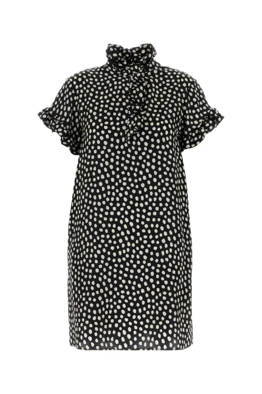 MINI DRESS WITH SHORT SLEEVES IN SILK JACQUARD sold by Lord & Taylor