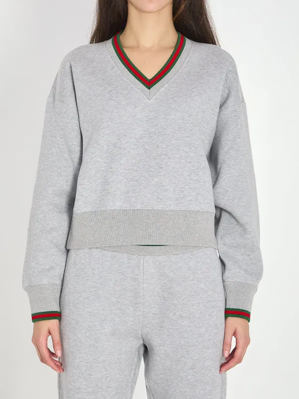 V-NECK STRIPED TRIM SWEATER made by Gucci