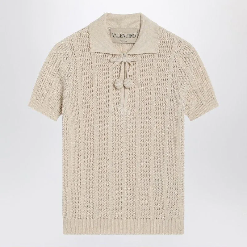 IVORY COTTON KNIT POLO SHIRT sold by Lord & Taylor
