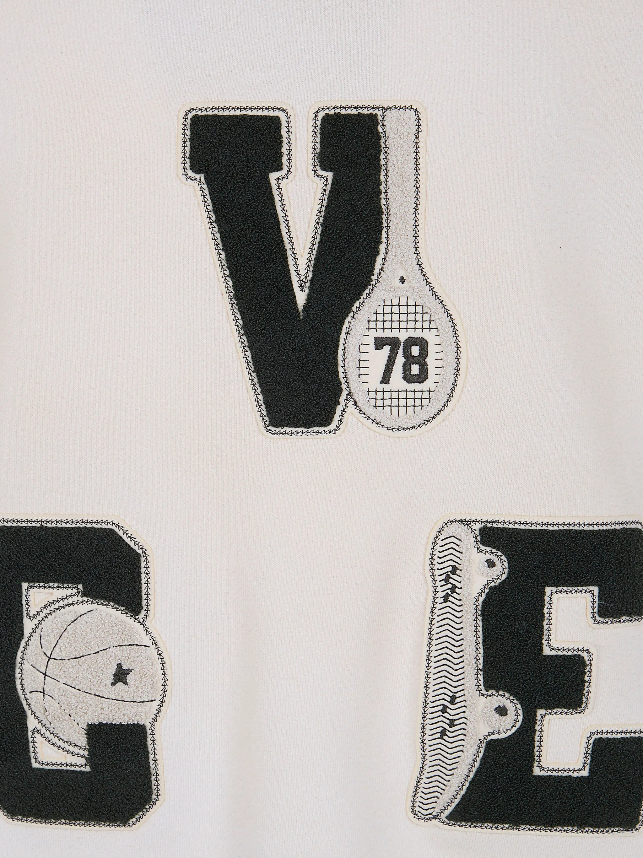 WHITE CREWNECK SWEATSHIRT WITH PATCHES sold by Lord & Taylor product image thumbnail 3