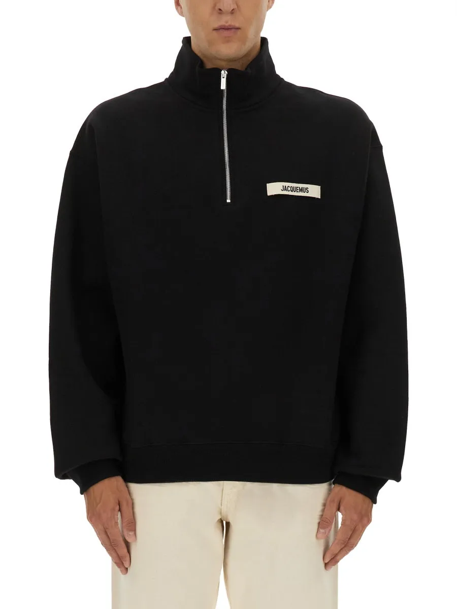 BLACK ZIPNECK SWEATSHIRT WITH GROS GRAIN LOGO sold by Lord & Taylor product image thumbnail 3