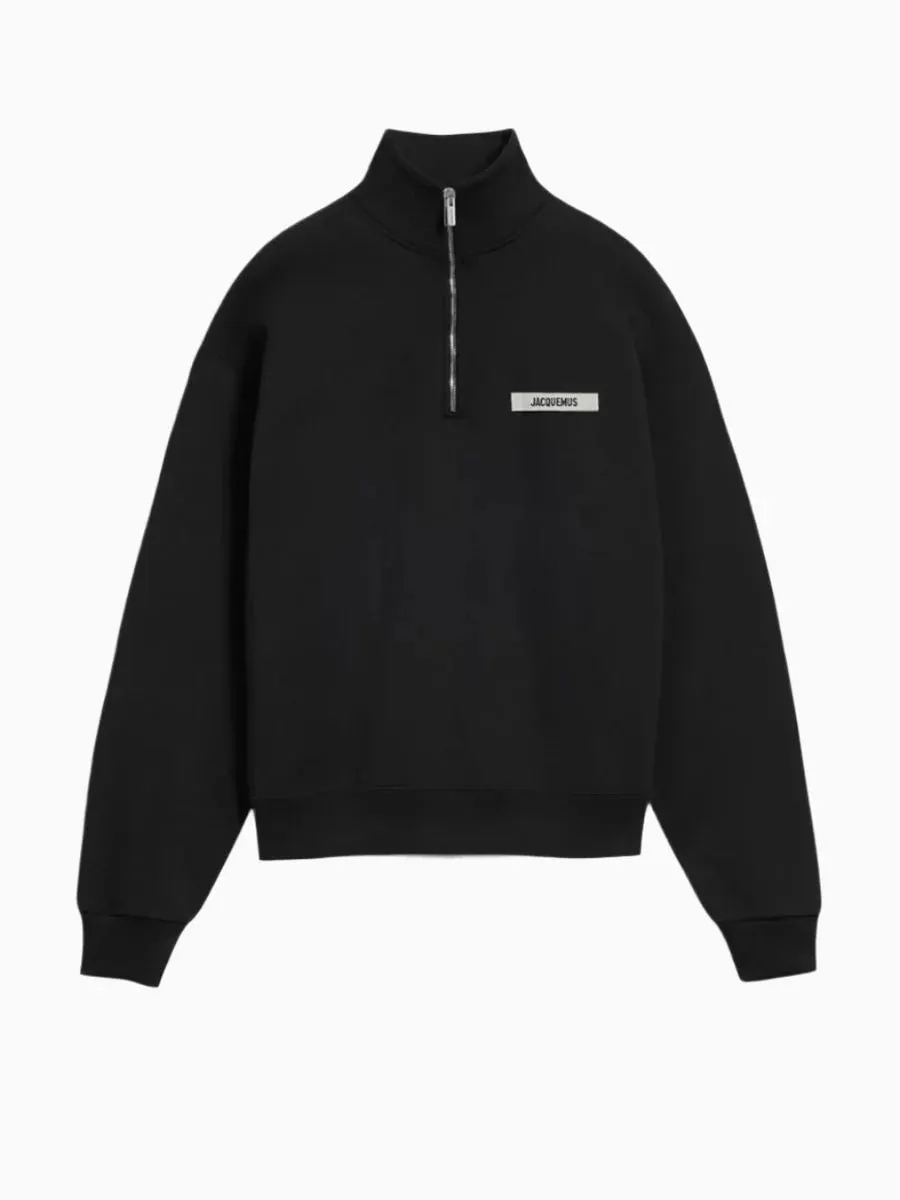 BLACK ZIPNECK SWEATSHIRT WITH GROS GRAIN LOGO sold by Lord & Taylor