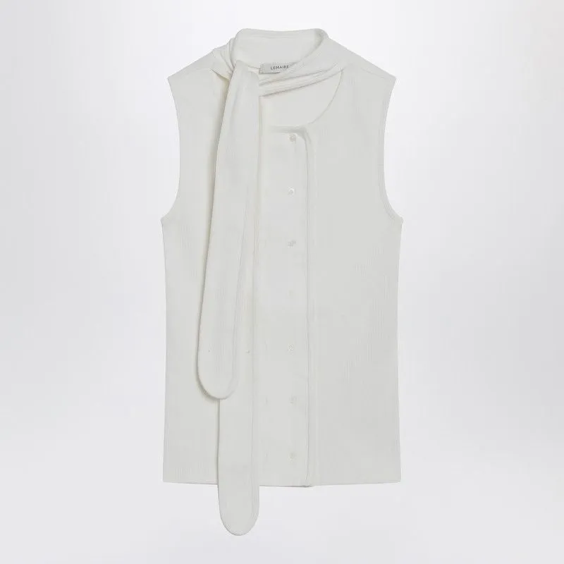 MILKCOLORED ASYMMETRICAL TANK TOP WITH SCARF sold by Lord & Taylor