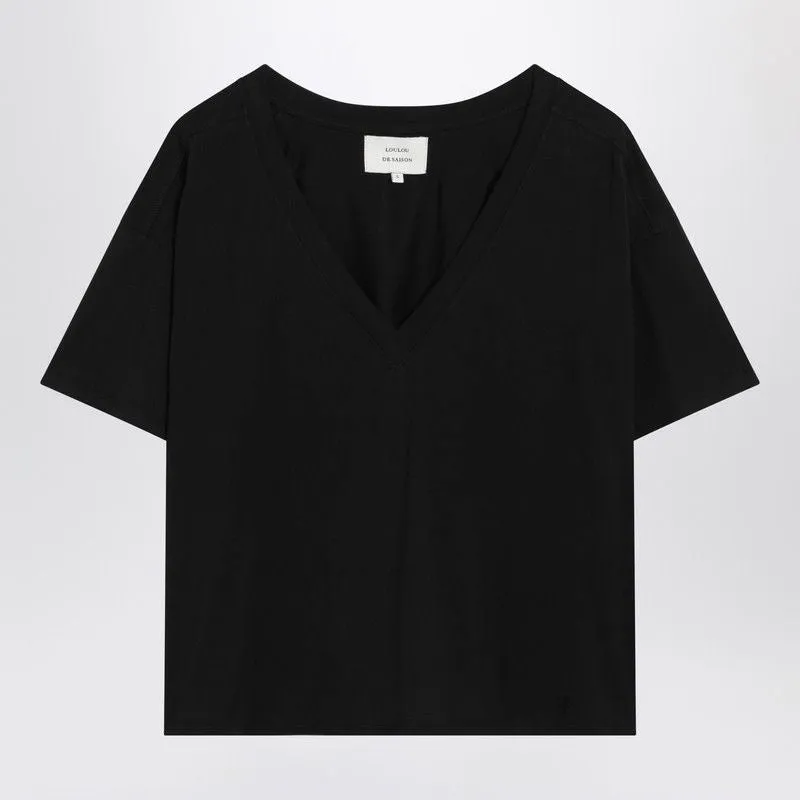 TSHIRT CON SCOLLO A V IN COTONE NERA sold by Lord & Taylor