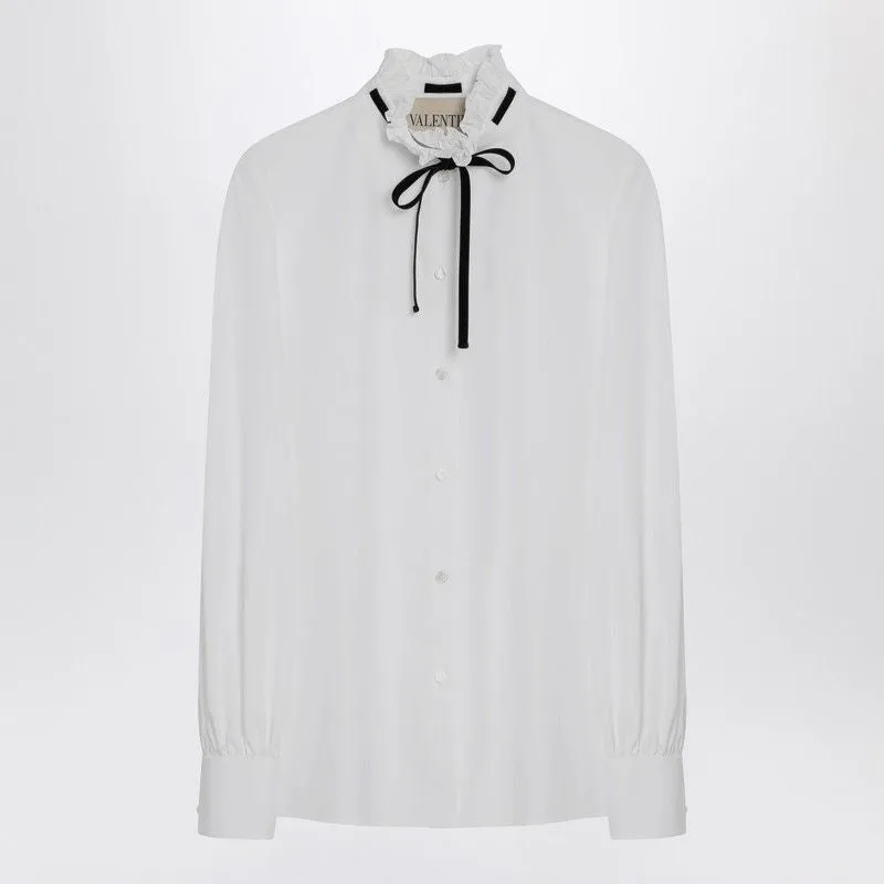 SHIRT WITH GATHERED COLLAR AND BOW made by Valentino Garavani