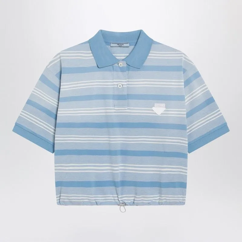POLO CROP IN PIQUET A RIGHE CELESTE sold by Lord & Taylor