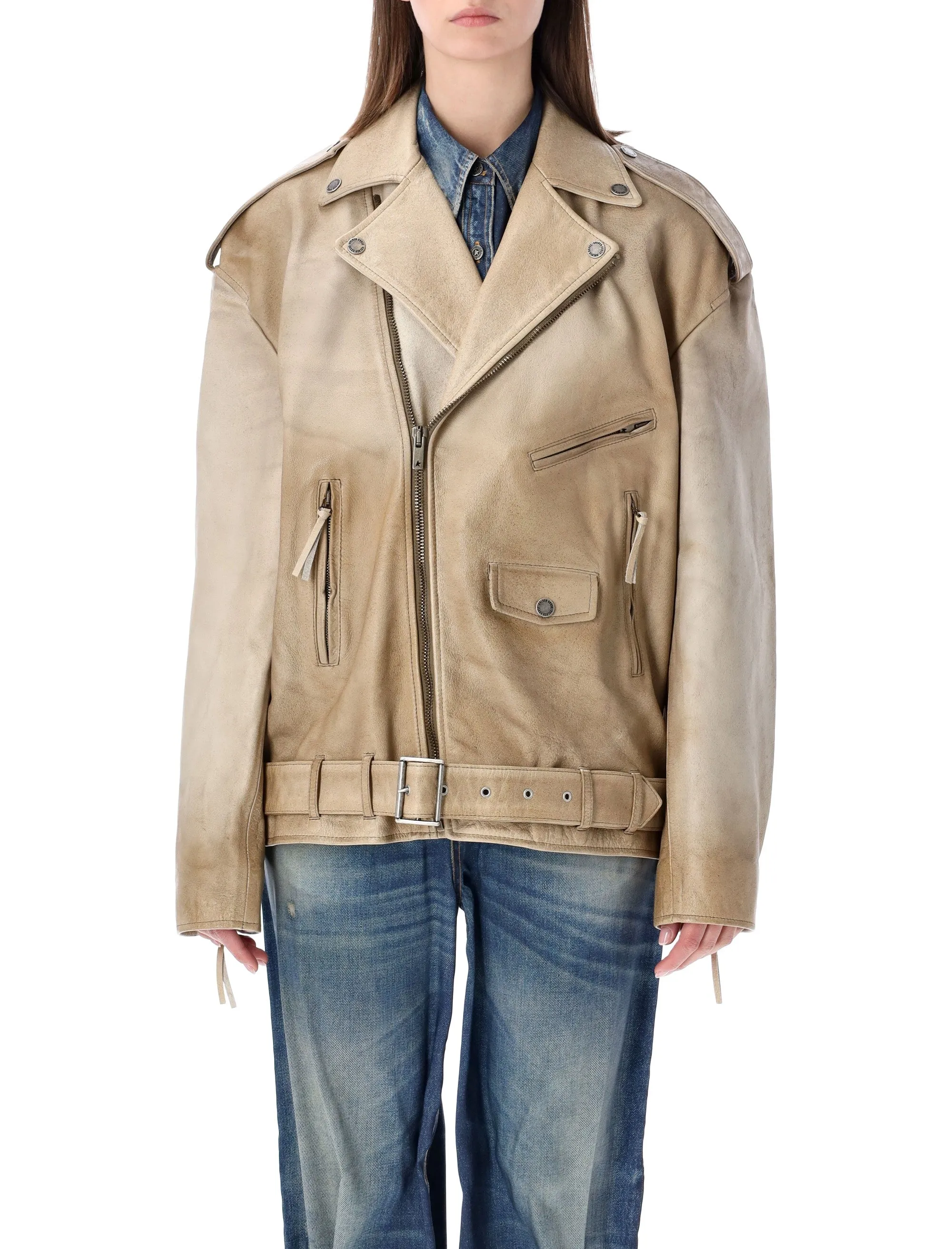 BEIGE LEATHER PHOEBE JACKET sold by Lord & Taylor