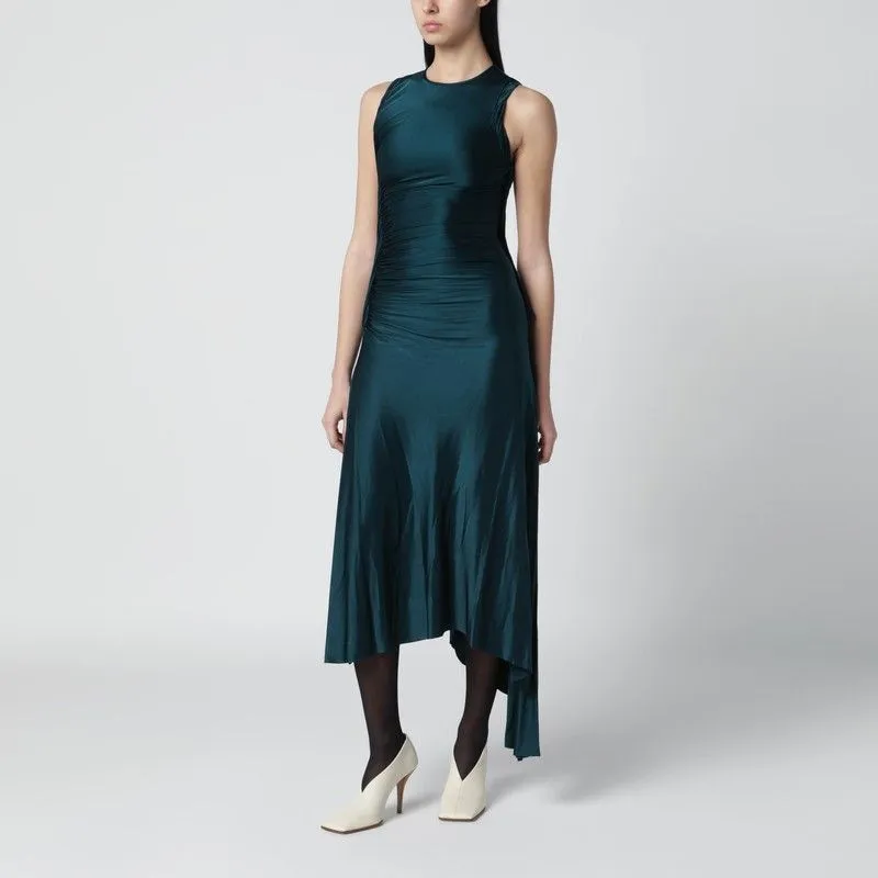 TWIST DRESS IN DARK AQUA GREEN made by Victoria Beckham