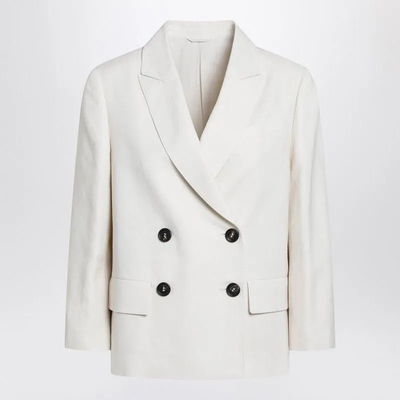 IVORY FLUID TWILL JACKET IN VISCOSE AND LINEN sold by Lord & Taylor