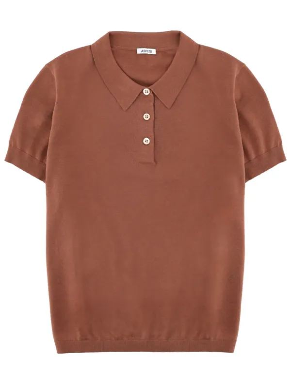 BROWN COTTON-SILK-LINEN POLO sold by Lord & Taylor