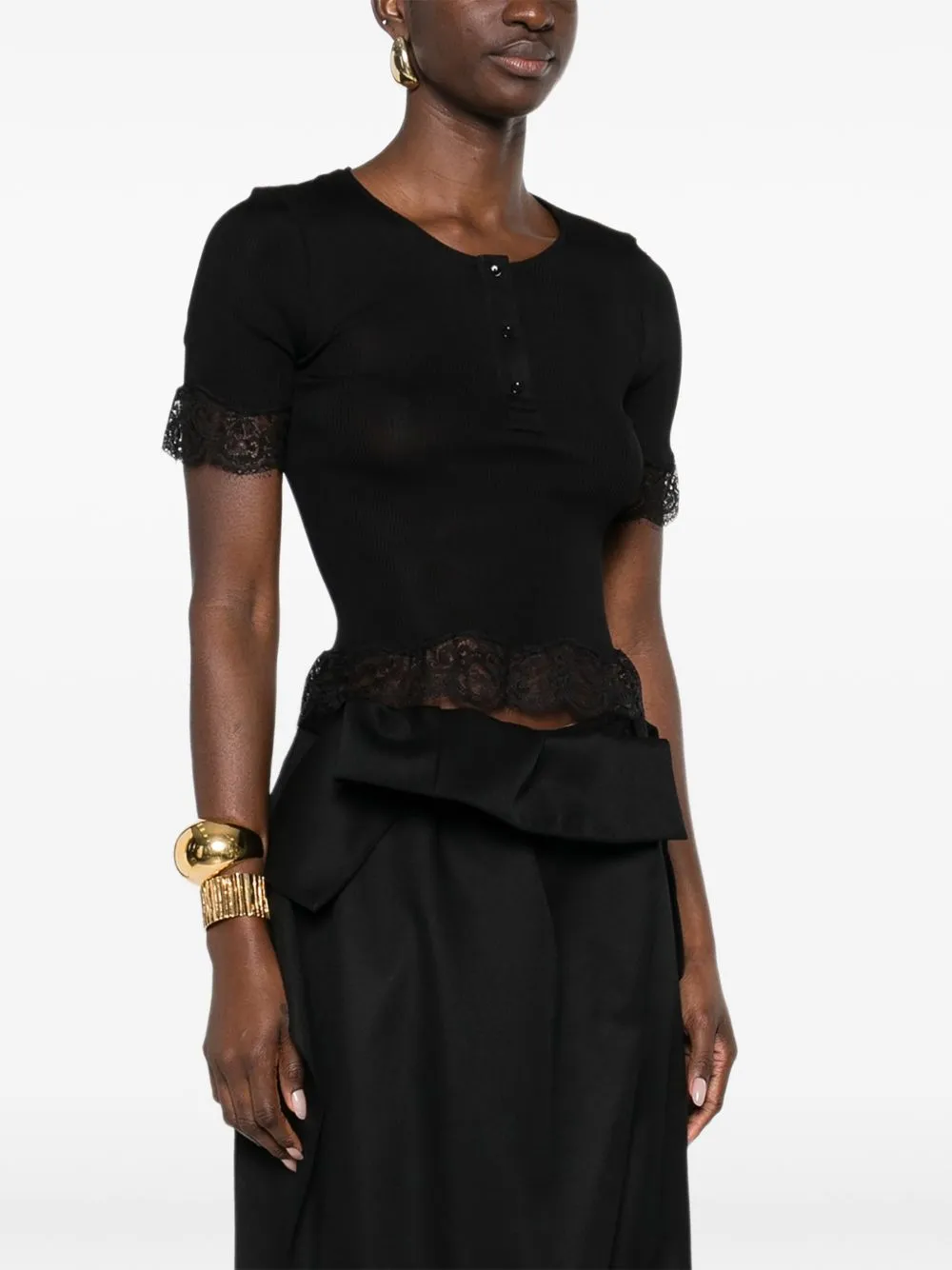 SILK JERSEY AND LACE T-SHIRT sold by Lord & Taylor product image thumbnail 4