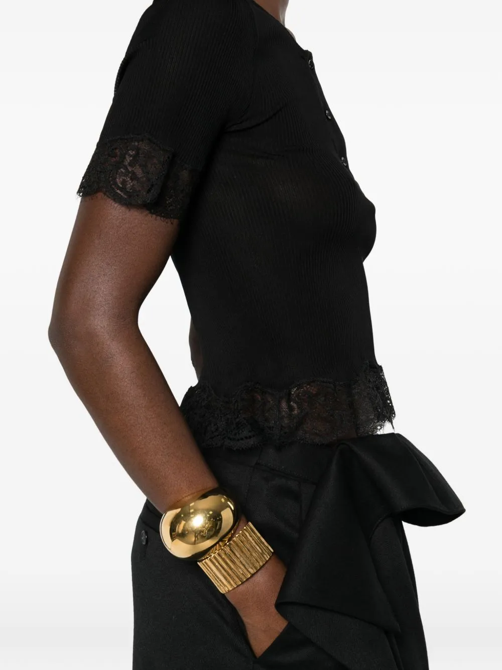 SILK JERSEY AND LACE T-SHIRT sold by Lord & Taylor product image thumbnail 2