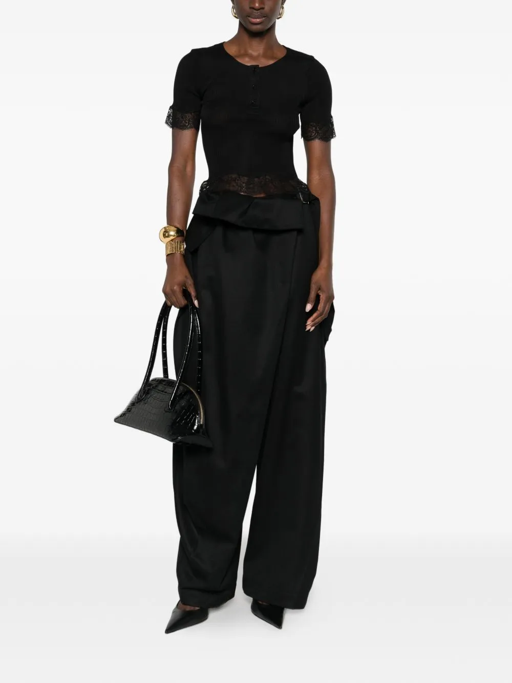 SILK JERSEY AND LACE T-SHIRT sold by Lord & Taylor product image thumbnail 3