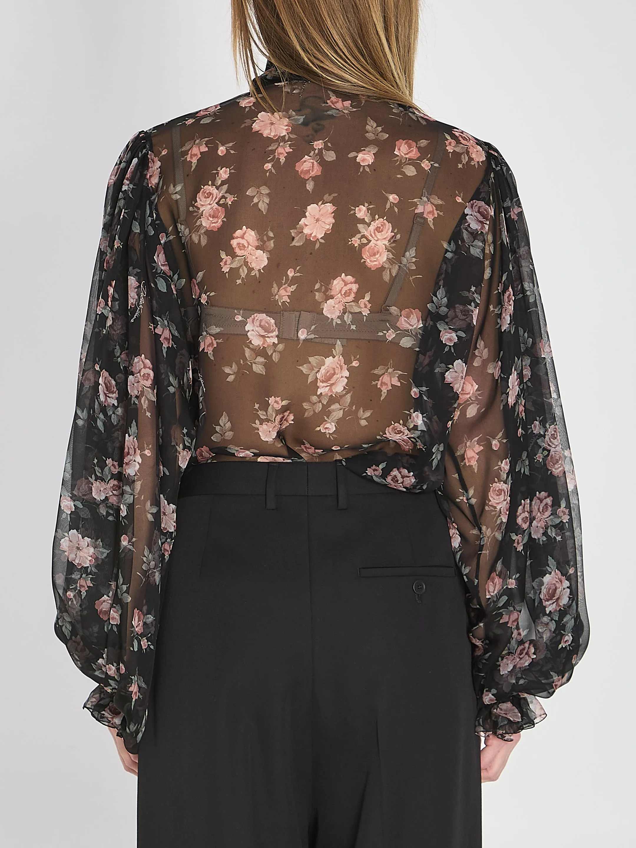 CHIFFON TOP WITH A VINTAGE ROSE PRINT sold by Lord & Taylor product image thumbnail 4