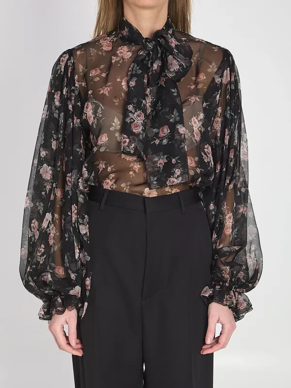 CHIFFON TOP WITH A VINTAGE ROSE PRINT sold by Lord & Taylor