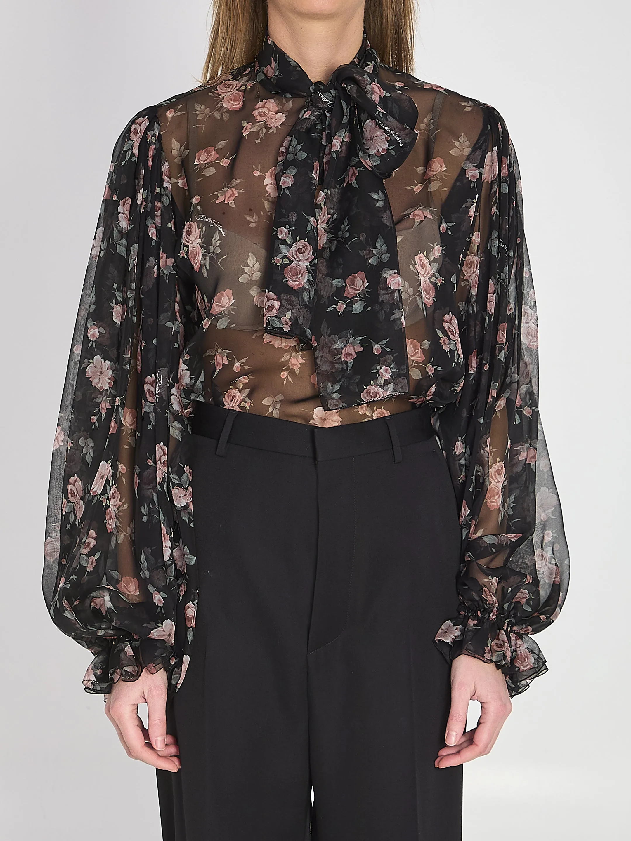CHIFFON TOP WITH A VINTAGE ROSE PRINT sold by Lord & Taylor