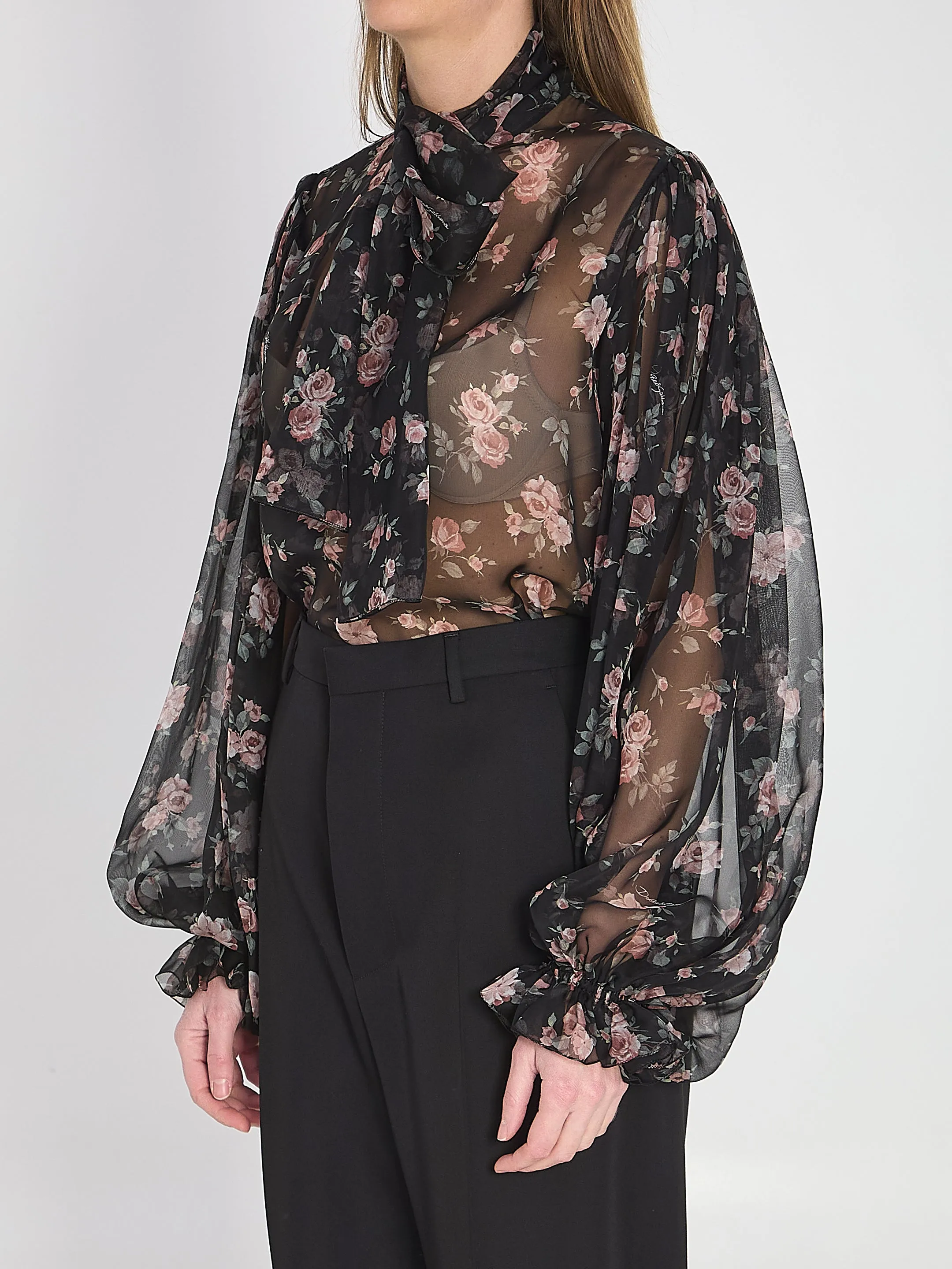 CHIFFON TOP WITH A VINTAGE ROSE PRINT sold by Lord & Taylor product image thumbnail 2
