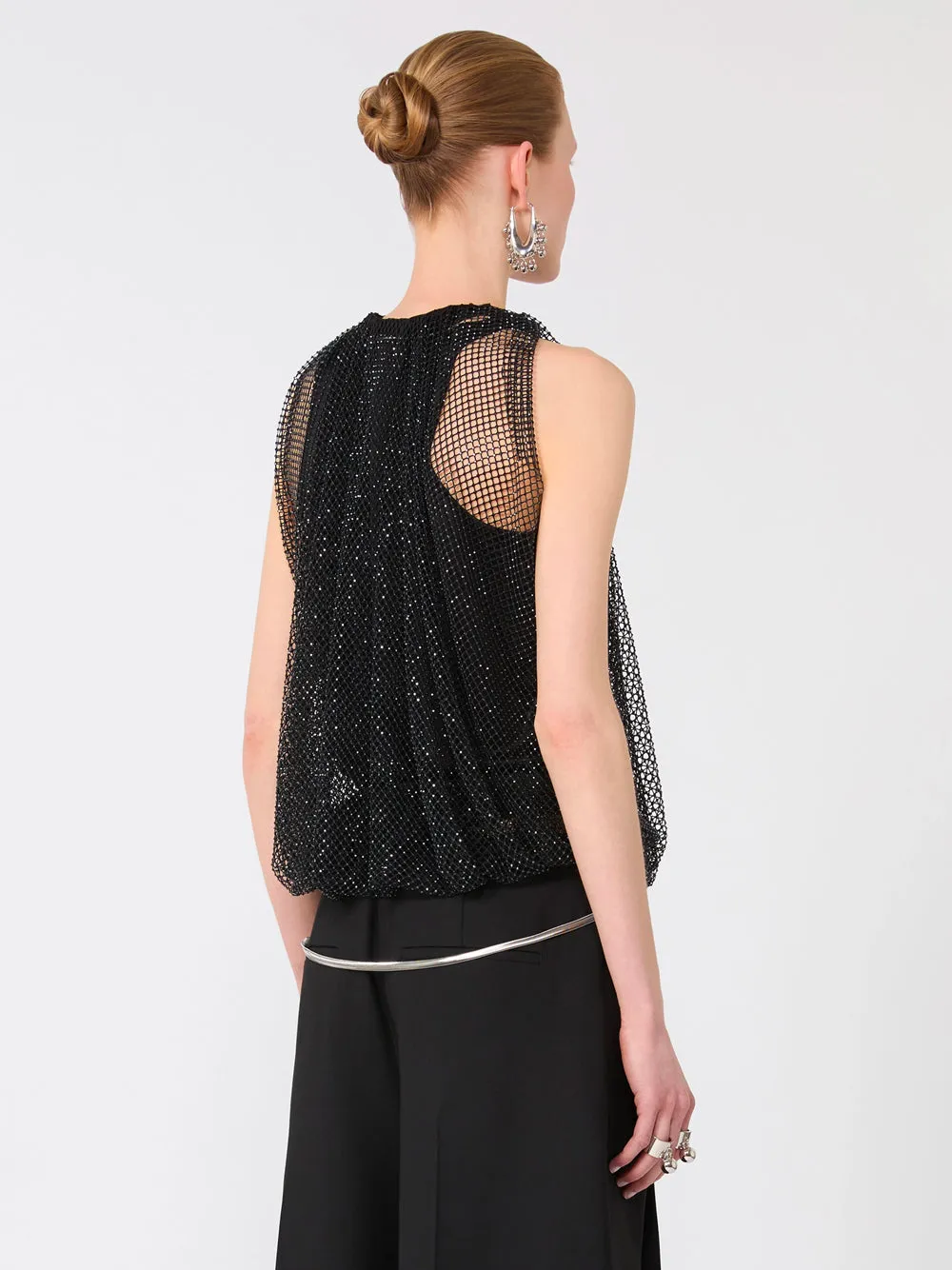 MESH TOP WITH CRYSTALS sold by Lord & Taylor product image thumbnail 3