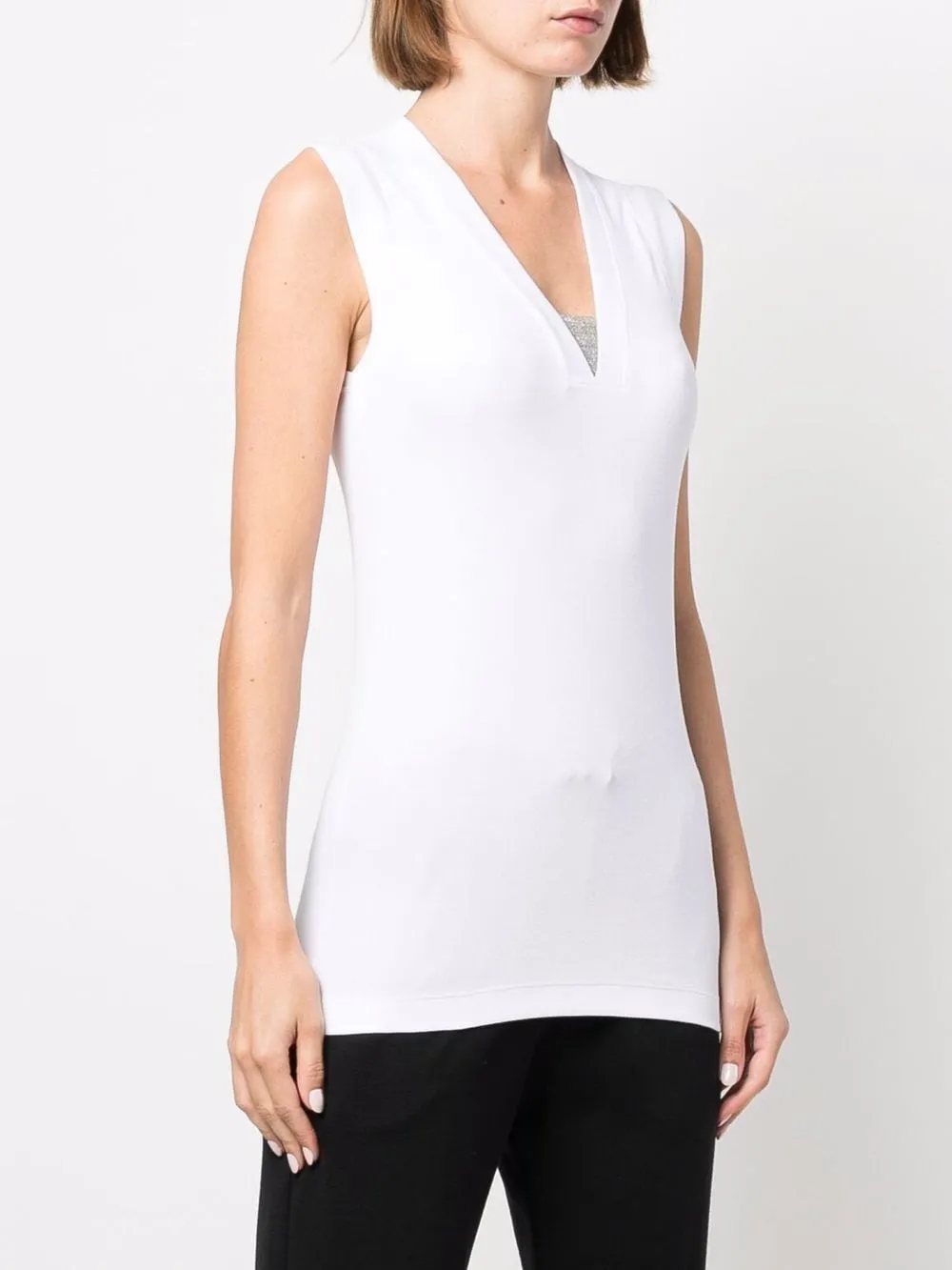 STRETCH COTTON JERSEY TANK TOP WITH PRECIOUS FAUX-LAYERING sold by Lord & Taylor product image thumbnail 3