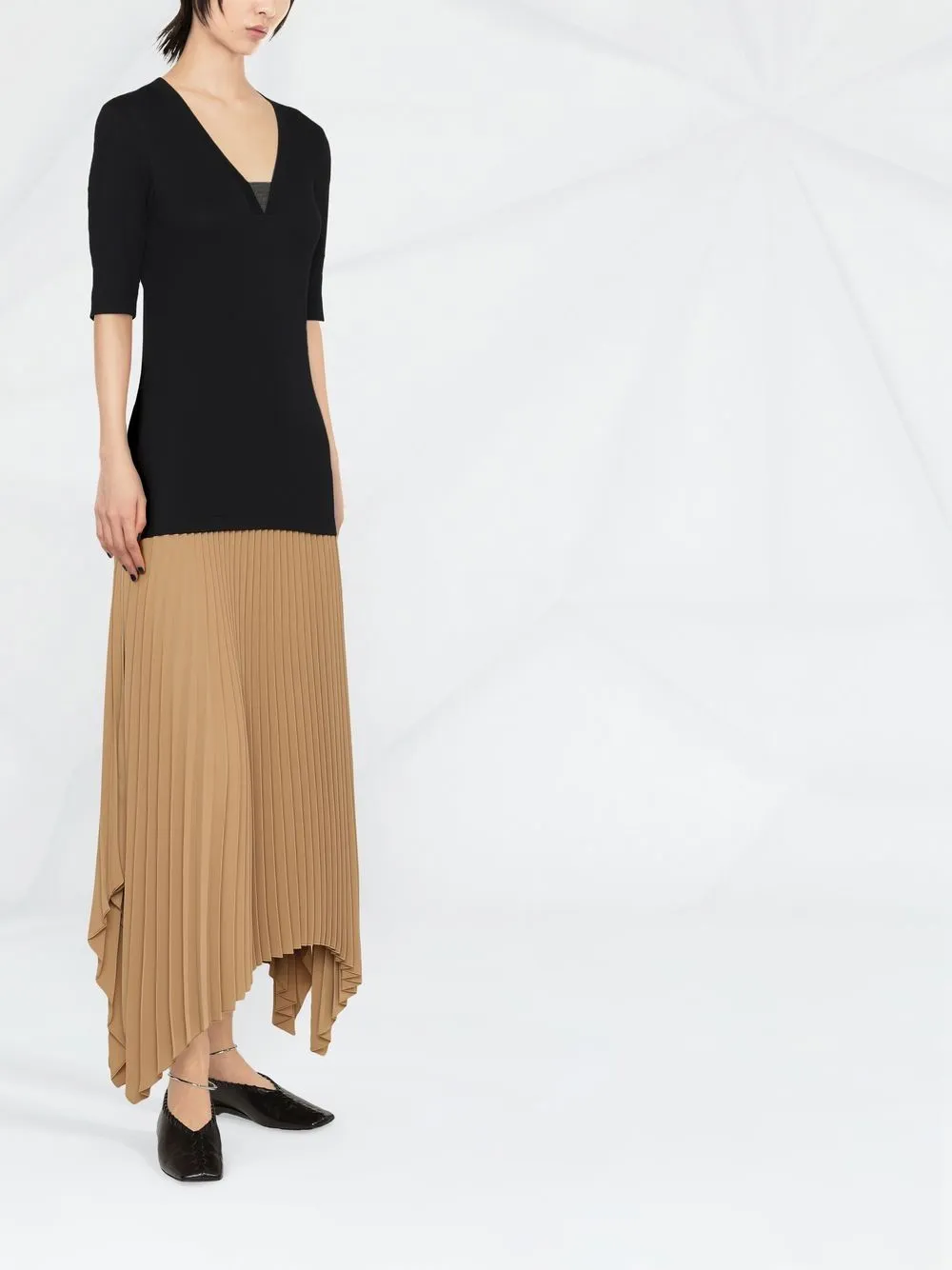 STRETCH COTTON RIBBED JERSEY TOP WITH PRECIOUS INSERT sold by Lord & Taylor product image thumbnail 4