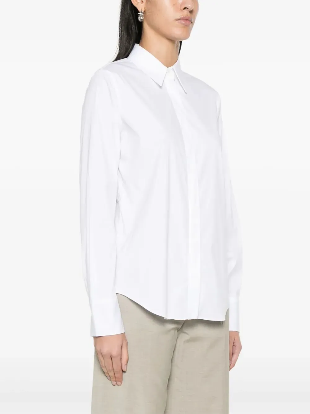 STRETCH COTTON POPLIN SHIRT WITH SHINY TRIM sold by Lord & Taylor product image thumbnail 3