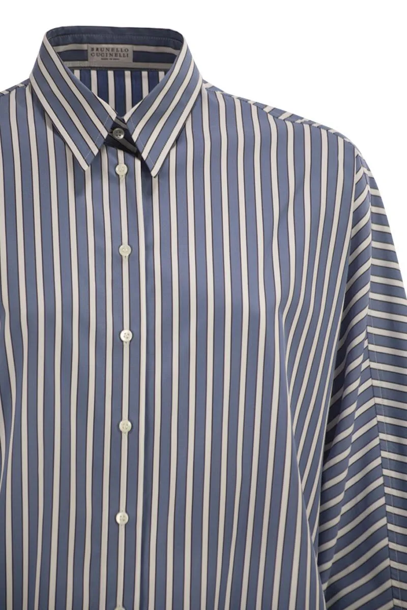 WIDE CUT COTTON STRIPED SHIRT sold by Lord & Taylor product image thumbnail 4