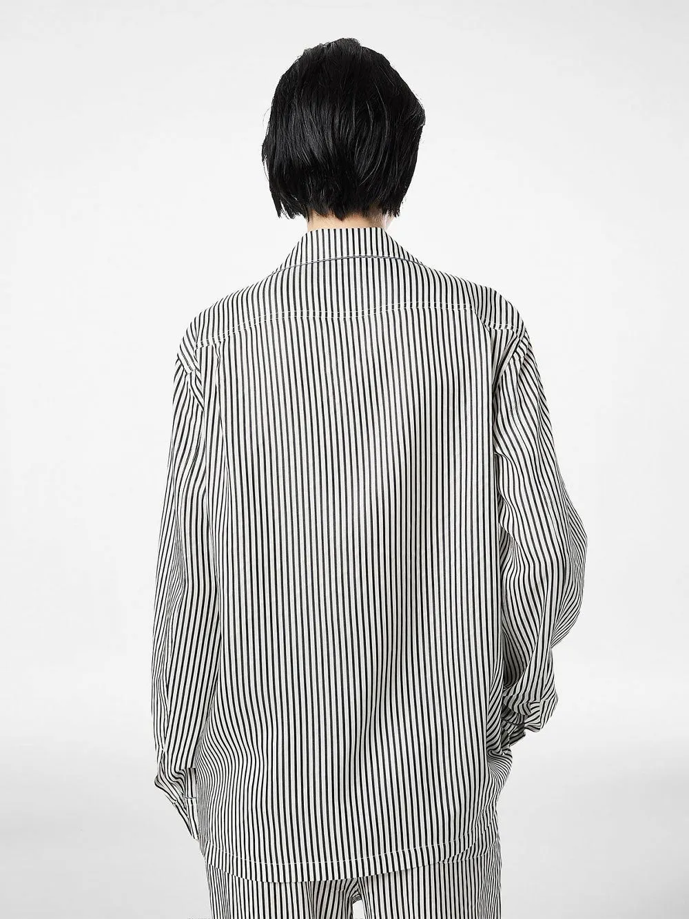STRIPED SILK PJ SHIRT WITH PIPING AND TONAL TF EMBROIDERED LOGO sold by Lord & Taylor product image thumbnail 3