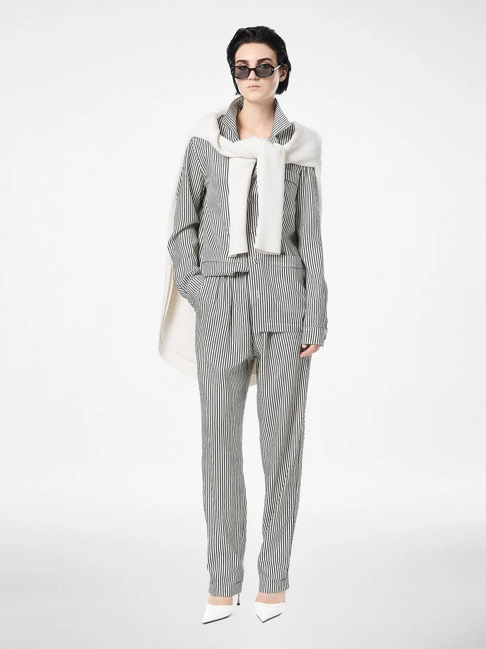 STRIPED SILK PJ SHIRT WITH PIPING AND TONAL TF EMBROIDERED LOGO sold by Lord & Taylor product image thumbnail 2