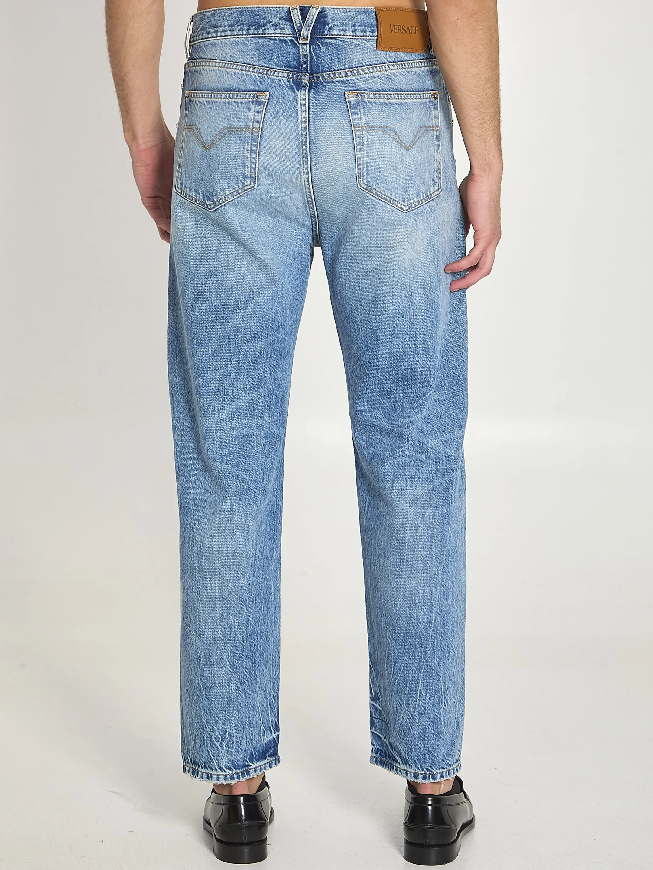 STONE-WASH JEANS WITH STUDS sold by Lord & Taylor product image thumbnail 4