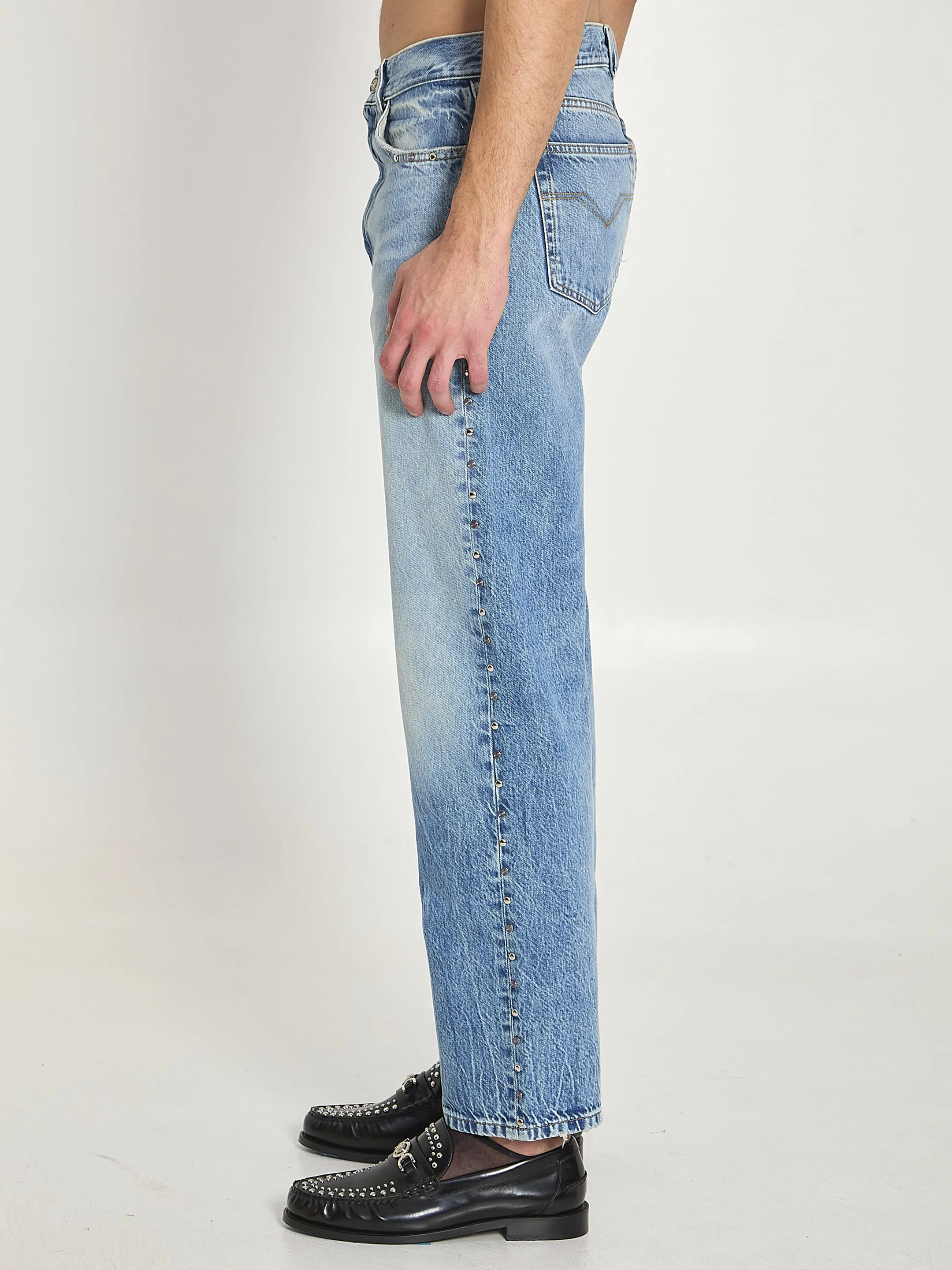STONE-WASH JEANS WITH STUDS sold by Lord & Taylor product image thumbnail 3