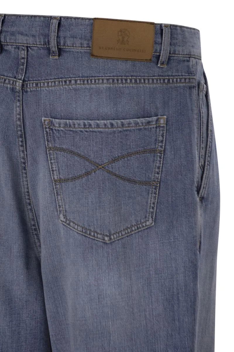 BAGGY JEANS IN COTTON DENIM WITH DOUBLE PLEATS sold by Lord & Taylor product image thumbnail 4