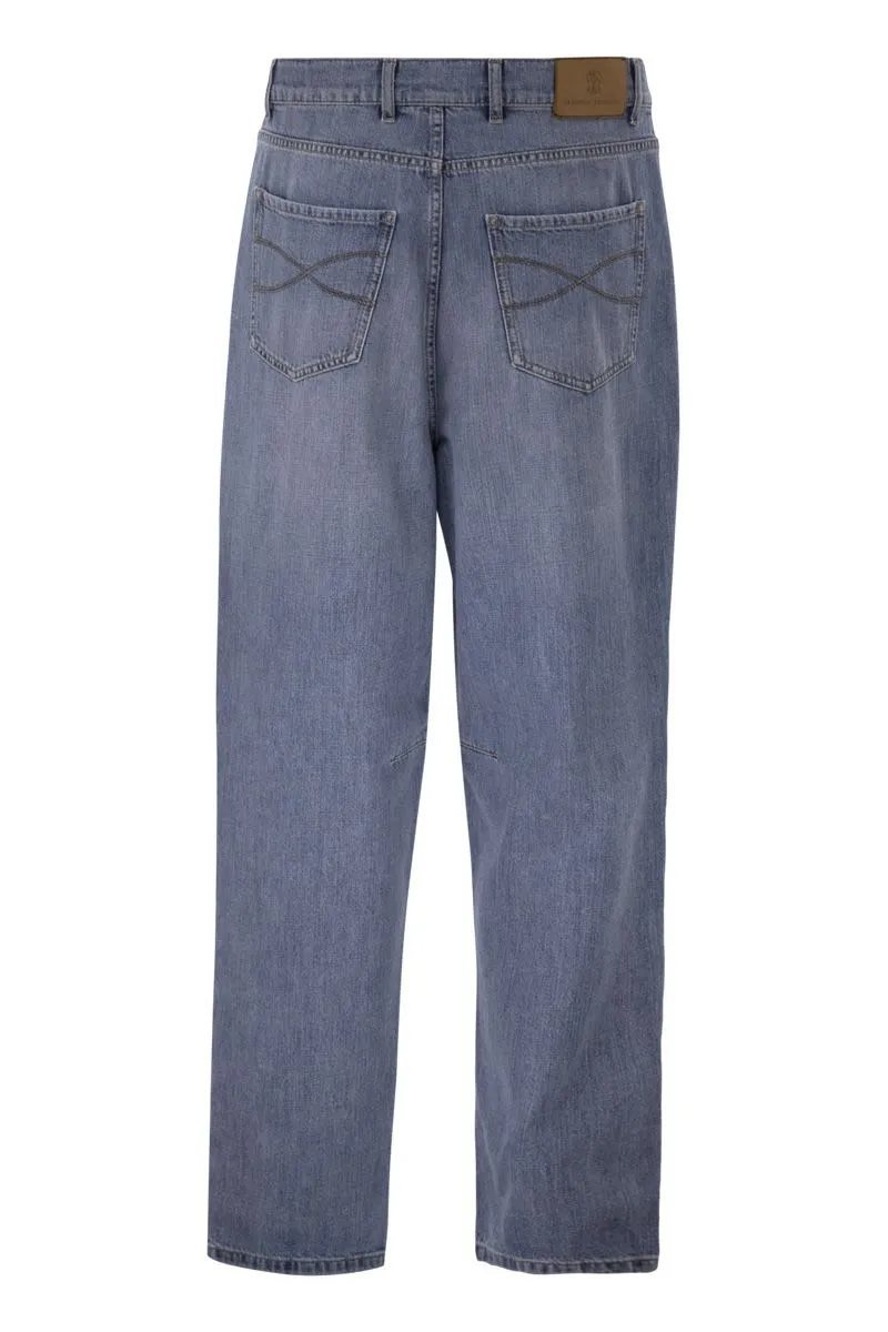 BAGGY JEANS IN COTTON DENIM WITH DOUBLE PLEATS sold by Lord & Taylor product image thumbnail 2