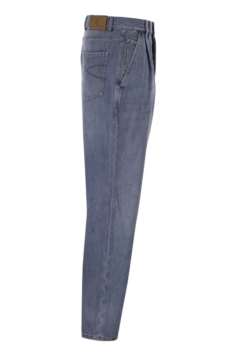 BAGGY JEANS IN COTTON DENIM WITH DOUBLE PLEATS sold by Lord & Taylor product image thumbnail 3